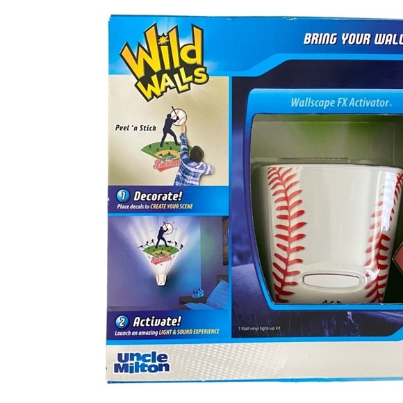 NEW Wild Walls BASEBALL STAR Light & Sound Wallscape Decals Room Decor - Picture 2 of 4